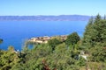 Museum on water in the Bay of Bones on the Ohrid Lake in North Macedonia Royalty Free Stock Photo