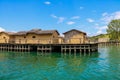 Museum on water, Bay of Bones, prehistoric pile-dwelling, recreation of bronze age settlement on Lake Ohrid, North Macedonia Royalty Free Stock Photo