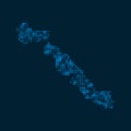 Musha Cay dotted glowing map. Royalty Free Stock Photo