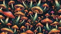 Illustration of a glowing psychedelic mushroom on dark background Royalty Free Stock Photo