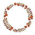 Mushroom and Autumn fern leaves wreath for decoration on Autumn seasoning and Thanksgiving