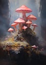 Mushroom Backdrop in the Fog