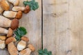 Mushroom Boletus over Wooden Background. Autumn Cep Mushrooms. Ceps Boletus edulis over Wooden Background, close up on wood rustic Royalty Free Stock Photo