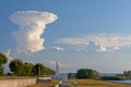Mushroom cloud along the Kazanka river in Kazan Royalty Free Stock Photo