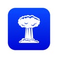 Mushroom cloud icon digital blue