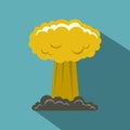 Mushroom cloud icon, flat style