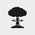 Mushroom cloud, nuclear explosion, silhouette. Flat vector web icon. Isolated.