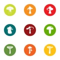 Mushroom colony icons set, flat style Royalty Free Stock Photo