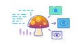 A mushroom connected to a diagram of process and data flow vector design Generative AI Royalty Free Stock Photo