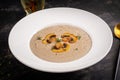 Mushroom cream soup. Vegan food. Dietary menu Royalty Free Stock Photo