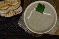 Mushroom cream soup. Vegan food. Dietary menu. Top view Royalty Free Stock Photo