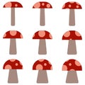 Mushroom cute toadstool, logo magic symbol simple cap, amanita poisonous