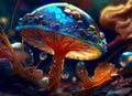 Mushroom Deep Droplets on a Colorful Computer Screen