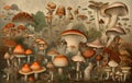 Mushroom different illustration. Generate Ai