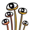 Mushroom eyes hand drawn vector illustration in cartoon comic style surreal background poster