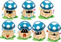 Mushroom faces expressions emoticons vector art