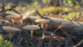 Mushroom in the fall rorest. Royalty Free Stock Photo