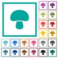 Mushroom flat color icons with quadrant frames