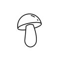 Mushroom forest vector icon outline black EPS 10.. Champignon flat illustration. Farm market product. Vegetarian food... Fresh