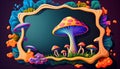 Mushroom frame on a dark background. Vector cartoon illustration. Royalty Free Stock Photo