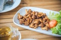 Mushroom fried with light soy sauce. Vegan food