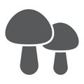 Mushroom glyph icon, food and vegetarian, champignon sign, vector graphics, a solid pattern on a white background. Royalty Free Stock Photo