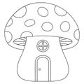 Mushroom House Coloring Page for Kids Royalty Free Stock Photo