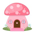 Mushroom house icon, cartoon style. Isolated on white background. Vector illustration. Royalty Free Stock Photo