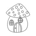 Mushroom House Isolated Coloring Page for Kids Royalty Free Stock Photo