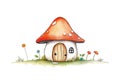 Mushroom house watercolor vector illustration. Royalty Free Stock Photo