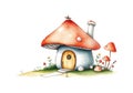 Mushroom house watercolor vector illustration. Royalty Free Stock Photo