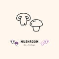 Mushroom icon Champignon Vegetables logo. Thin line art design Royalty Free Stock Photo