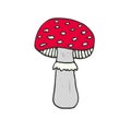 Mushroom icon design. Sticker and tatto art. Fly-agaric vector print. Royalty Free Stock Photo