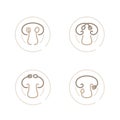 Mushroom icon with spoon fork plate concept outline stroke set flat design brown color illustration Royalty Free Stock Photo
