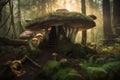 Mushroom Kingdom. Giant magic mushrooms in enchanted forest Royalty Free Stock Photo