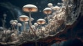 Mushroom with light beam . Created by generative AI