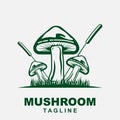 Mushroom Logo, Retro Minimalist Design, Food Vector, Mushroom Plant, Icon Illustration Symbol vector