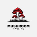 Mushroom Logo, Retro Minimalist Design, Food Vector, Mushroom Plant, Icon Illustration Symbol vector