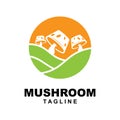 Mushroom Logo, Retro Minimalist Design, Food Vector, Mushroom Plant, Icon Illustration Symbol vector