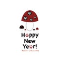 Mushroom made of paw prints creative cat dog lovers Merry Christmas happy new year greeting card