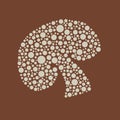 Mushroom made of small circles on brown background