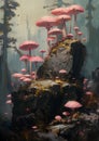 Mushroom Magic: Exploring the Enchanting Forest with a Mycologis Royalty Free Stock Photo