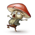 Mushroom man panicking scared cartoon character