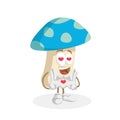 Mushroom mascot and background in love pose Royalty Free Stock Photo