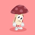 Mushroom mascot and background sad pose Royalty Free Stock Photo