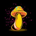 mushroom meditation cartoon character with doodle style Royalty Free Stock Photo