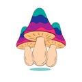 mushroom meditation cartoon character with doodle style Royalty Free Stock Photo