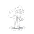 mushroom meditation cartoon character with doodle style Royalty Free Stock Photo
