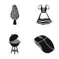 Mushroom morel, dress and other web icon in black style. barbecue, computer mouse icons in set collection. Royalty Free Stock Photo