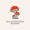 mushroom organic farm design art logo vector